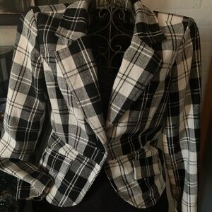 Outer Edge Black and White Plaid Blazer